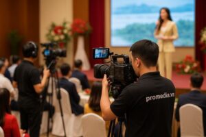 Cameraman ProMedia livestream hội nghị khách hàng tại Hà Nội